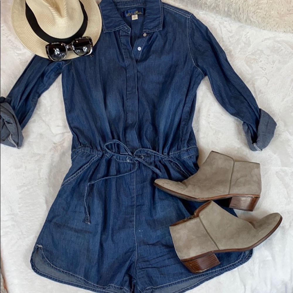 Blue Rain • Jean Shorts Romper